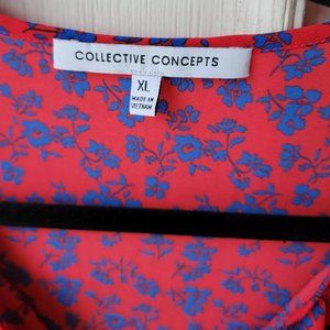 Red & Blue Floral Blouse